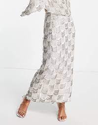 Bead and Pearl Checkerboard Skirt