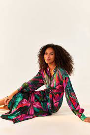 Midnight Leaves Viscose Midi Dress Midnight Leaves Viscose Midi Dress