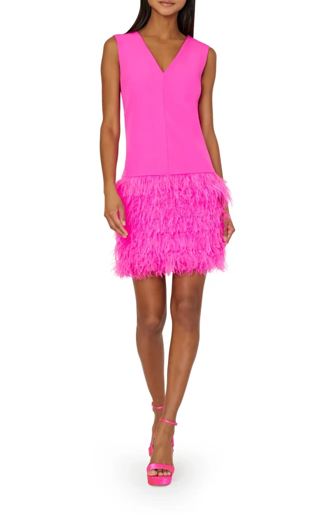 Veronica Feather Hem Dress