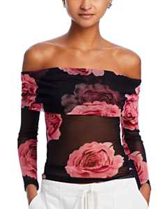Aqua Semi Sheer Off the Shoulder Top