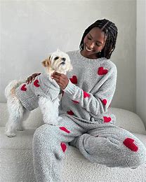 Splendid Red Hearts Fuzzy Sweater PJ Set Splendid Red Hearts Fuzzy Sweater PJ Set