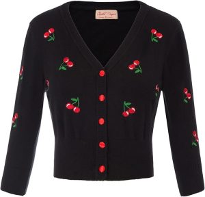 Embroidered Print 3/4 Cardigan