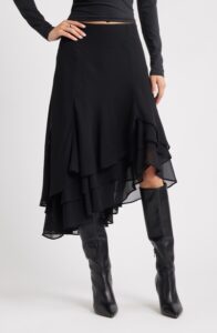Layered Asymmetric Chiffon Skirt